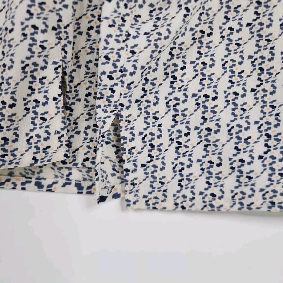 Anthropologie SKIES ARE BLUE Cream Navy balloon sleeve blouse size S Top V Neck - Picture 7 of 11